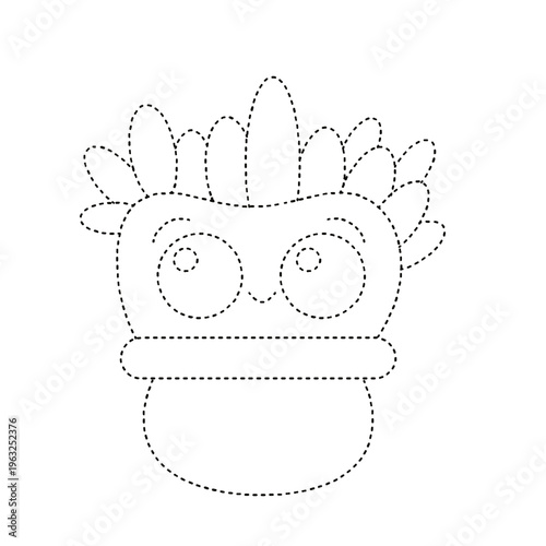 Dotted line drawing for kids activity game showing a cute cartoon character isolated on transparent background