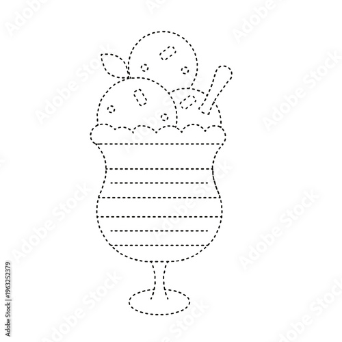 Dotted line ice cream sundae activity for kids isolated on transparent background png