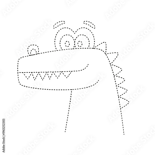 Cute cartoon dinosaur outline for connect the dots kids activity game isolated on transparent png