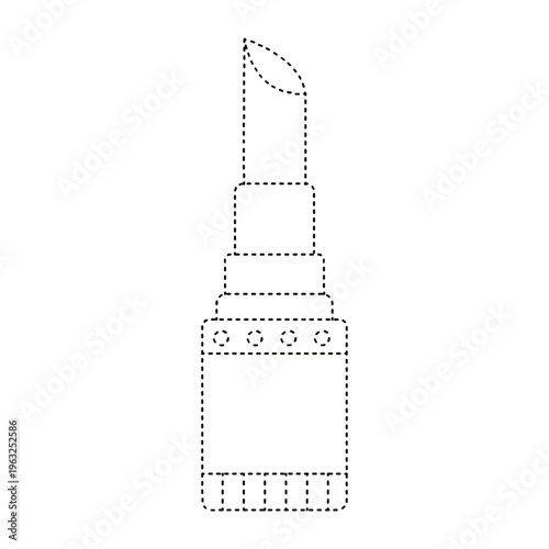 Dotted outline of an open lipstick tube on transparent background