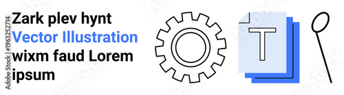 Workflow optimization, research tools, organization strategies, document processing, productivity enhancement, business efficiency. Gear, stacked papers with text and a magnifying glass. Workflow
