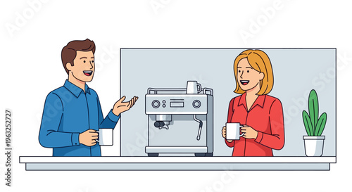 Colleagues Laughing During Modern Office Coffee Break