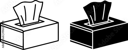 Facial Tissue Box Icon Set - Disposable Paper Napkin Vector Illustration