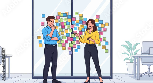 Creative Team Brainstorming With Sticky Notes