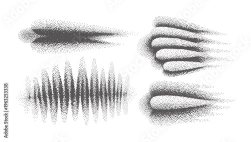 Monochrome Pointillism Style Whisk and Soundwave dots