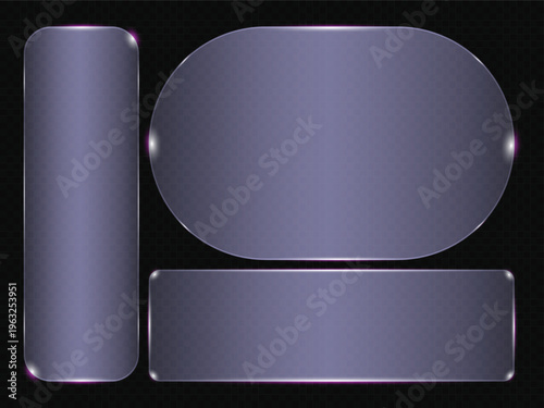 Dark Glass UI Panels with Purple Glow Edges for Modern Interface Layout Design