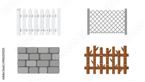 Four distinct types of fencing and wall designs for property boundaries