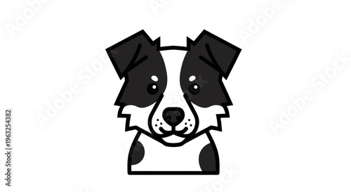 Black and white dog face portrait.