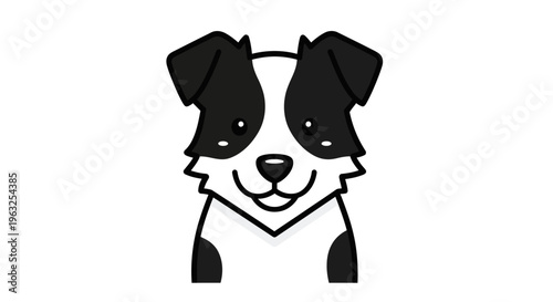 Black and white dog face portrait.
