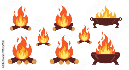 Flames burning on wood and metal.