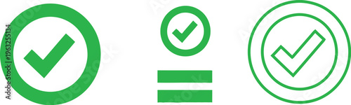 Green checkmark icons and equality symbols