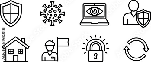 Security and protection icons for health and safety