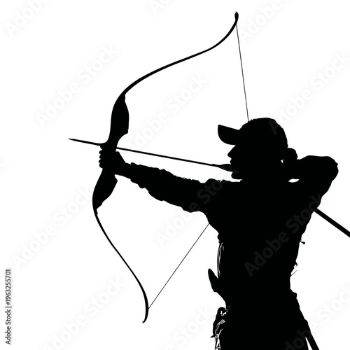 Silhouette of a man practicing archery.
