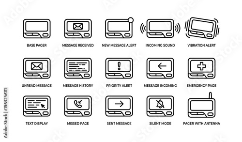 Icon set for pager alerts and messaging functions