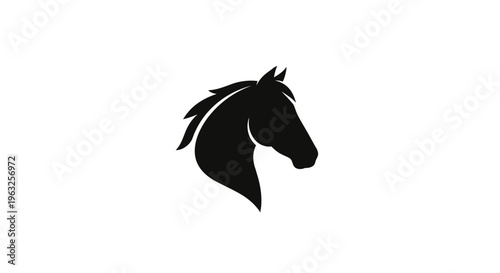 Black Horse Head Silhouette Icon.