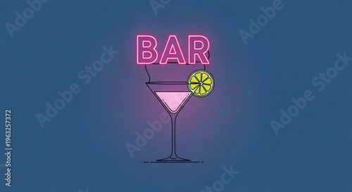 Neon pink cocktail glass with lime and straw signifying nightlife and bar culture