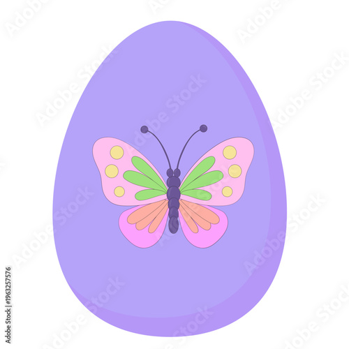 Cute Ornate Egg Icon Isolated on Transparent. Lovely Easter Holiday Mascot. Cartoon Funny Childish Drawn Food for Egg Hunt Family Party. Greeting Card Religion Tradition Symbol Decoration