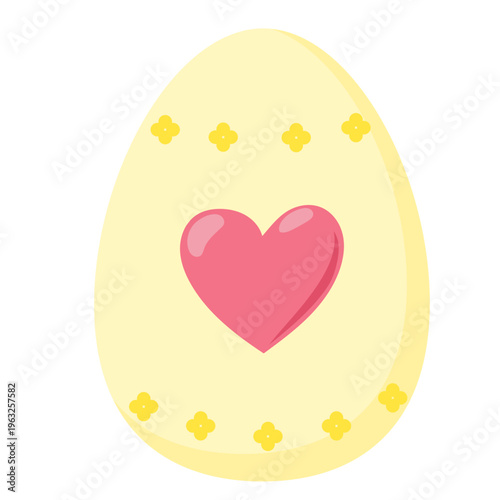 Cute Ornate Egg Icon Isolated on Transparent. Lovely Easter Holiday Mascot. Cartoon Funny Childish Drawn Food for Egg Hunt Family Party. Greeting Card Religion Tradition Symbol Decoration