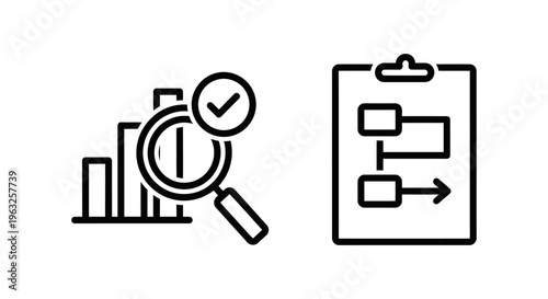 Hypothesis testing and chart icons - data analysis and research concept