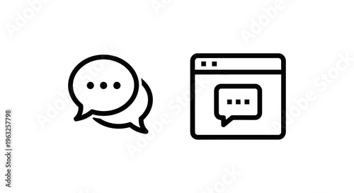 Live chat icon and chat window interface - communication and support concepts