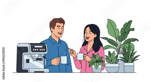 Colleagues Laughing During Coffee Break