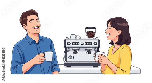 Colleagues Laughing Over Coffee at Work