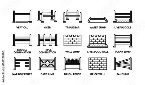 Equestrian jump types: vertical, oxer, triple bar, water jump, and more