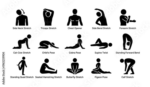 Silhouette yoga and stretching poses guide for flexibility and relaxation