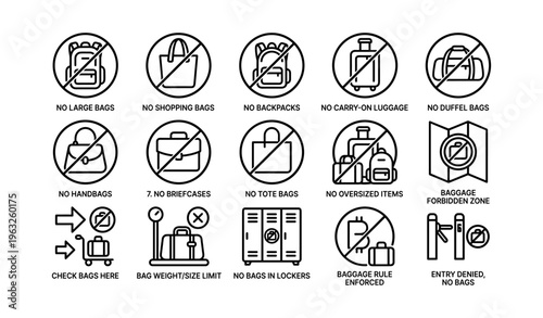 No bags allowed: icons for travel and security restrictions