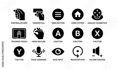 Virtual reality interface icons for controllers and gestures