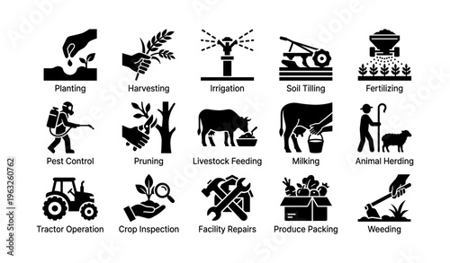 Agricultural processes: planting, harvesting, irrigation, and more