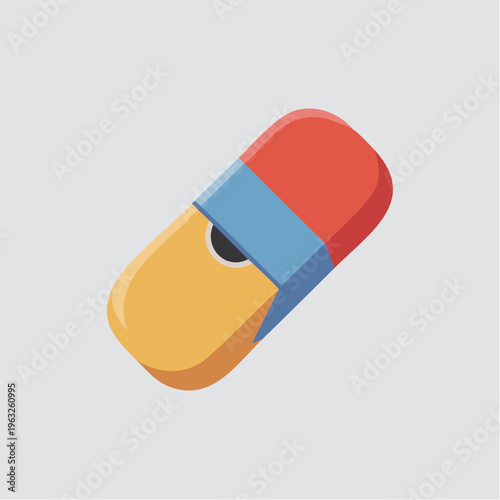 Colorful 3D capsule pill icon illustration