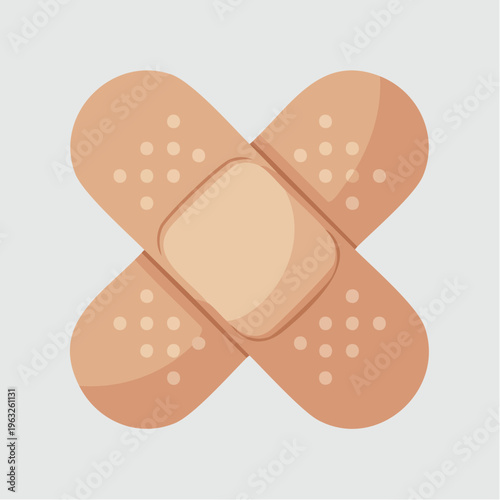 Crossed beige band aids illustration on white background