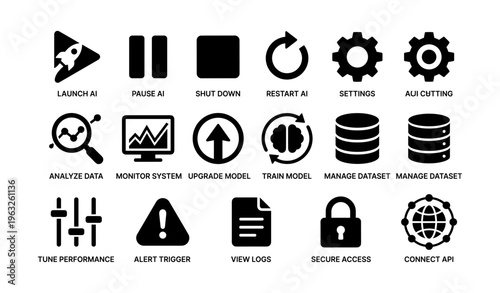 Ai icon set for data analysis and system management