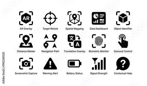 Augmented reality interface icons for navigation and data visualization