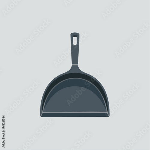 Dark gray dustpan icon illustration with handle