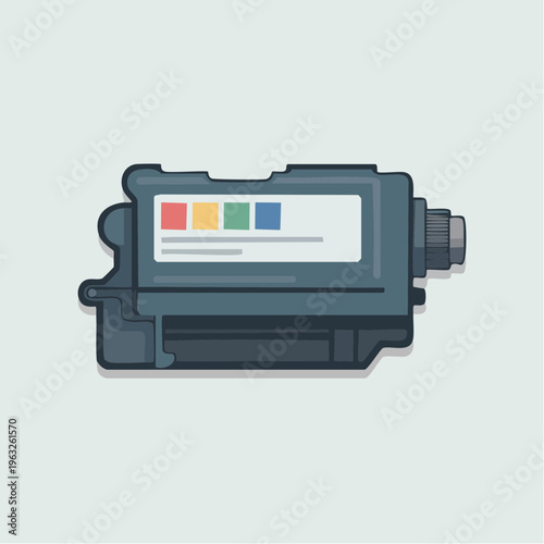 Colorful inkjet printer cartridge illustration with CMYK color swatche