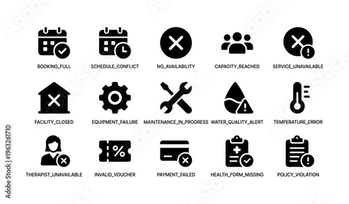 Various unavailability icons indicating common service errors