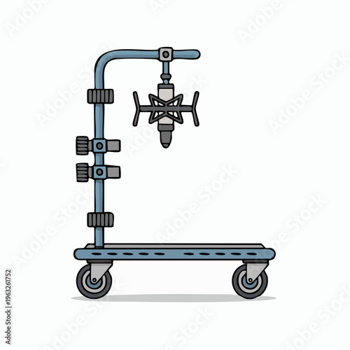 Industrial blue lamp on adjustable wheeled stand