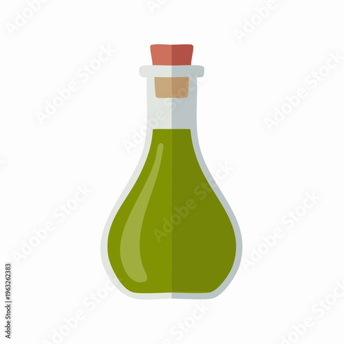 Green potion bottle illustration with red stopper