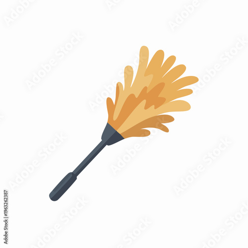 Yellow feather duster cleaning tool illustration