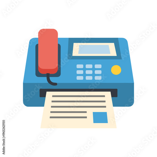 fax machine with paper printing vector illustration