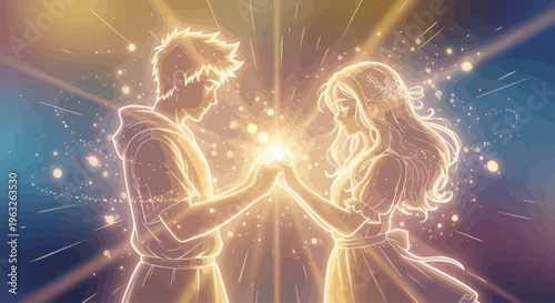 Couple holding hands in love.