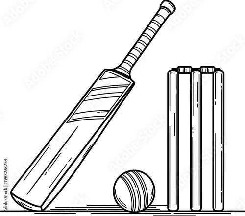Cricket bat and ball equipment sports.