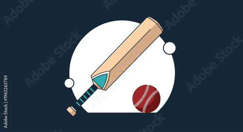 Cricket bat and ball equipment.