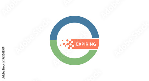 Expiring deadline concept vector illustration with circular progress bar and orange warning label, flat design