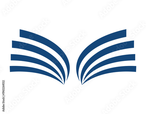 Blue open book silhouette logo