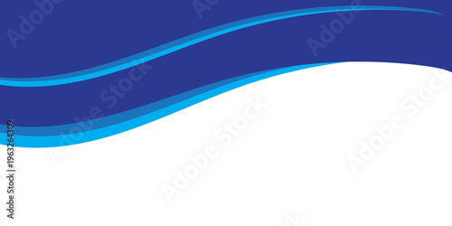 Abstract blue wavy background footer with layered curves on white space vector ilustartion eps10