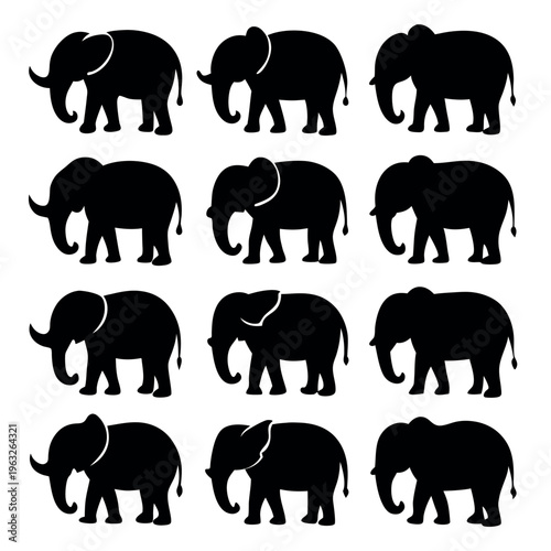 elephants silhouettes vector