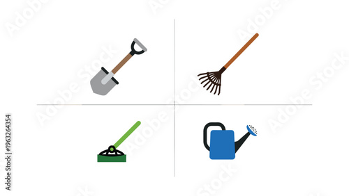 A collection of four common gardening tools displayed in pairs.